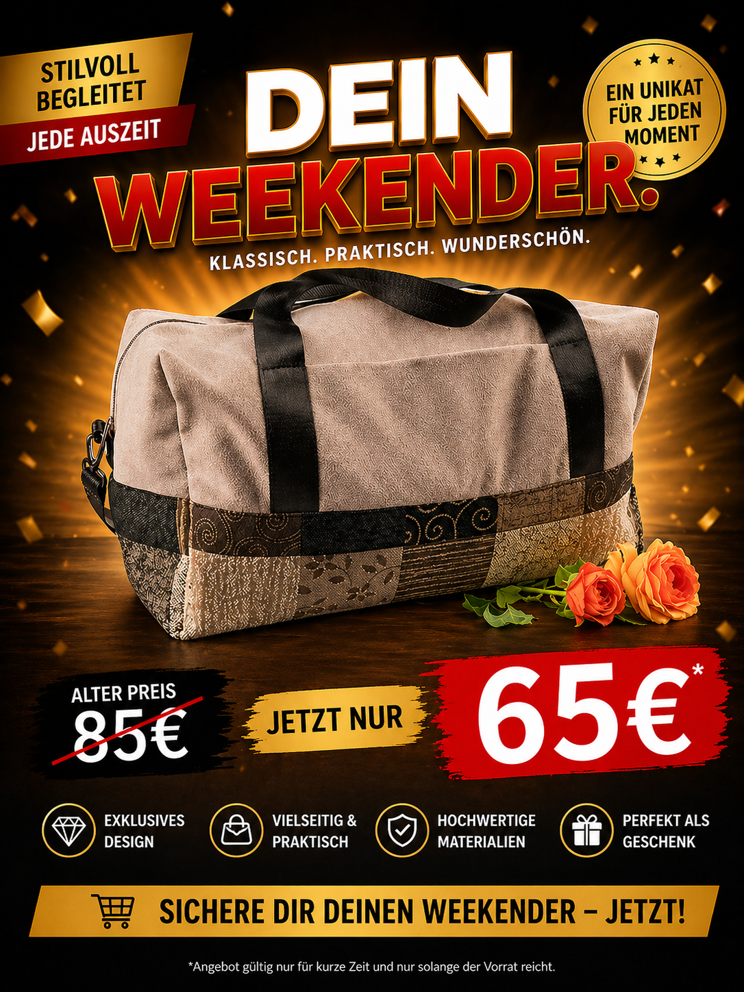 Reisetasche mit Patchworkband