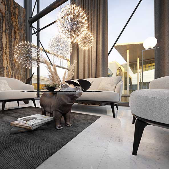 Lobby mit Sofa und schöner Aussicht, Firma Höpke